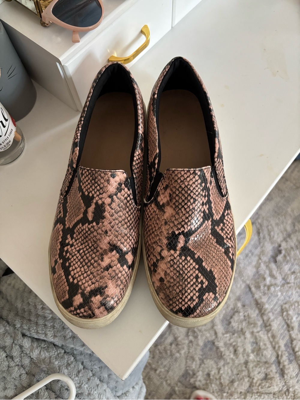 Call It Spring Pink Snake-Print Slip-On Sneakers